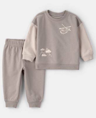Carter's - Baby Boys 2-Piece Helicopter Print Sweatshirt and Pants Set