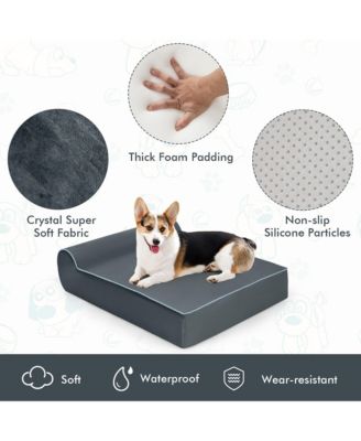 Memory Foam Orthopedic Dog Bed for Large Dogs w/ Headrest & Washable Cover