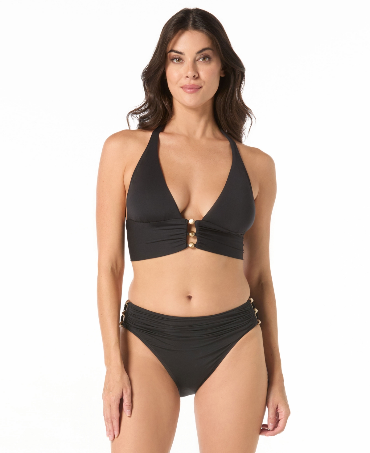 Carmen Marc Valvo Women's Halter Bra Top In Black