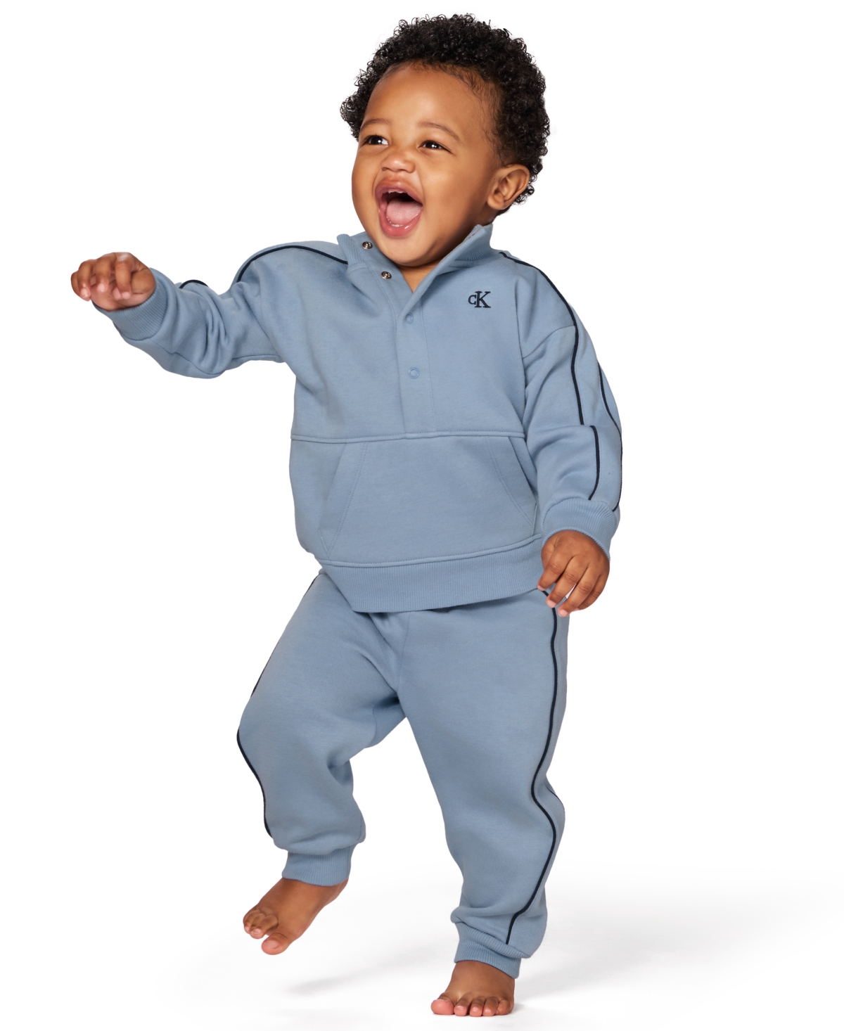 Calvin Klein Baby Boys 2-Piece Semi-Snap Sweatsuit and Joggers Set