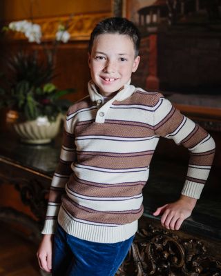 Little and Big Boys' Organic Mock Neck Stripe Sweater