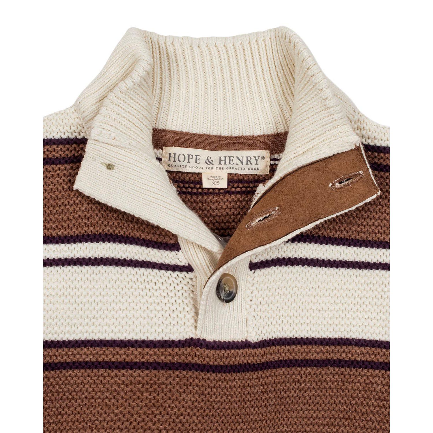 Hope and Henry Little and Big Boys' Organic Mock Neck Stripe Sweater
