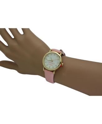 Pink I Donut Care Leather Strap Watch