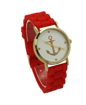 Red Anchor Emblem Silicone Band Watch