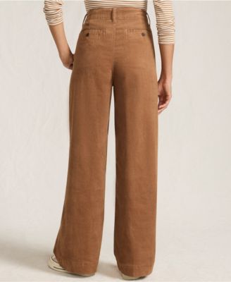 Women's Corduroy High Rise Wide Leg Top Stitch Trousers