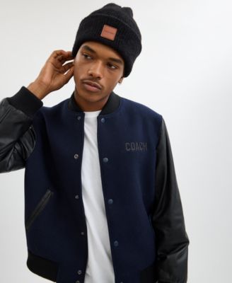 Men's Leather Patch Bean Hat