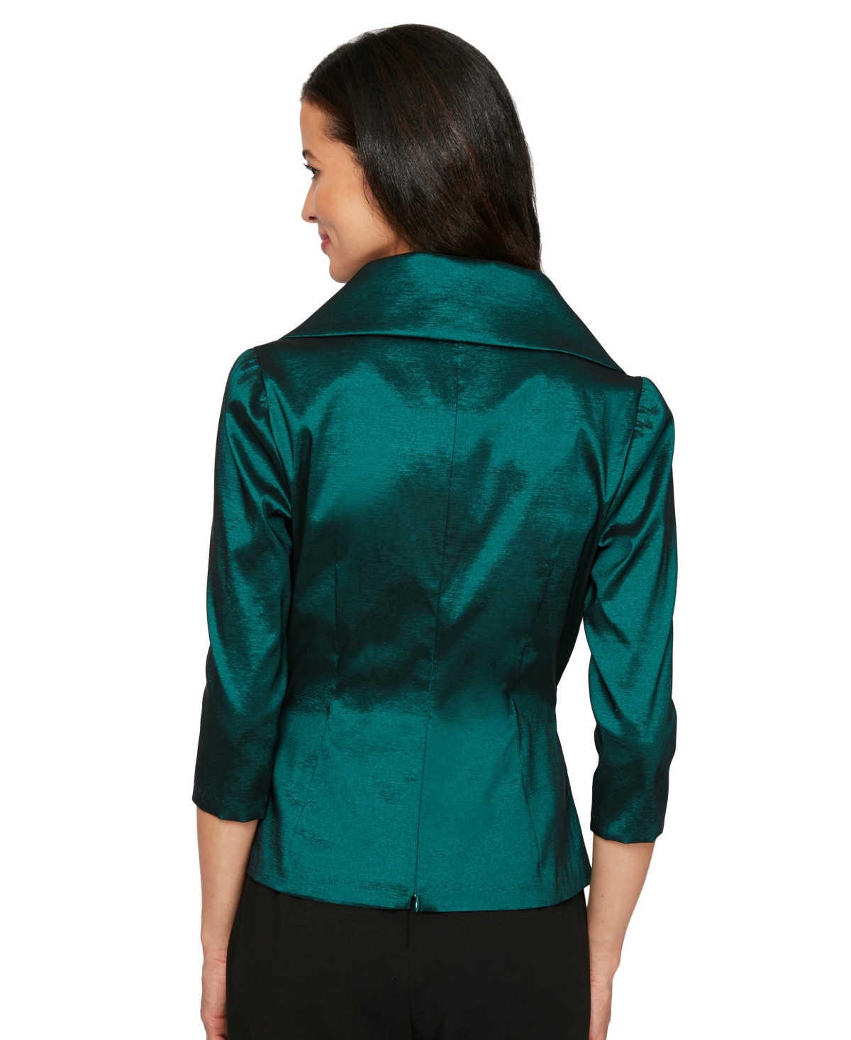 Alex Evenings Brushed Satin Tie Waist Blouse In Green