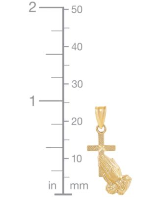 Praying Hands with Cross Pendant in 10k Yellow Gold