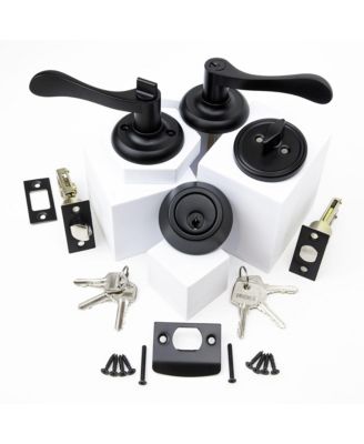 Zinc Alloy Door Lever with Ergonomic Grip, Chamfered Edges, Easy Installation-Black 1 Pack