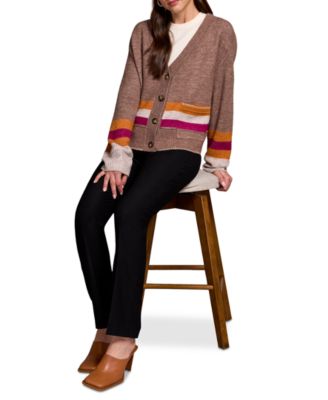 Women's Stripe Long Sleeve Cardigan Sweater