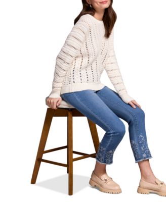 Women's Textured Special Wash Crew Neck Sweater