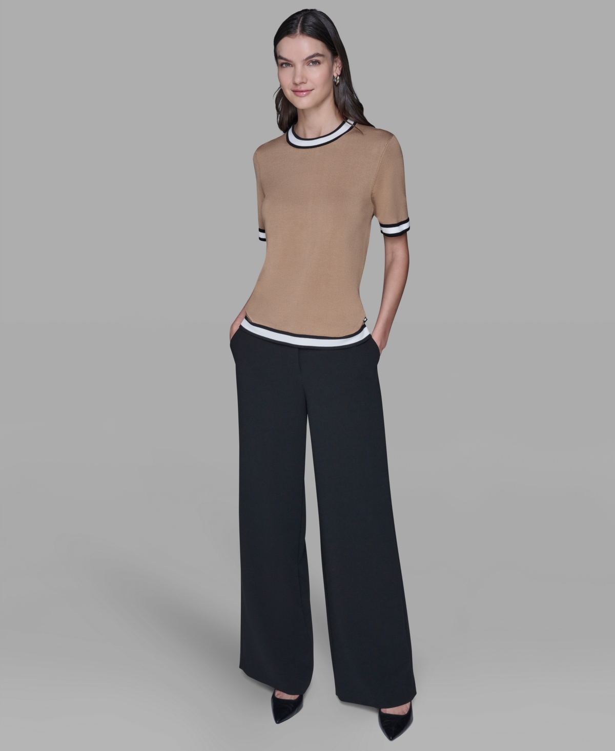 Karl Lagerfeld Women's Short-sleeve Sweater In Brown