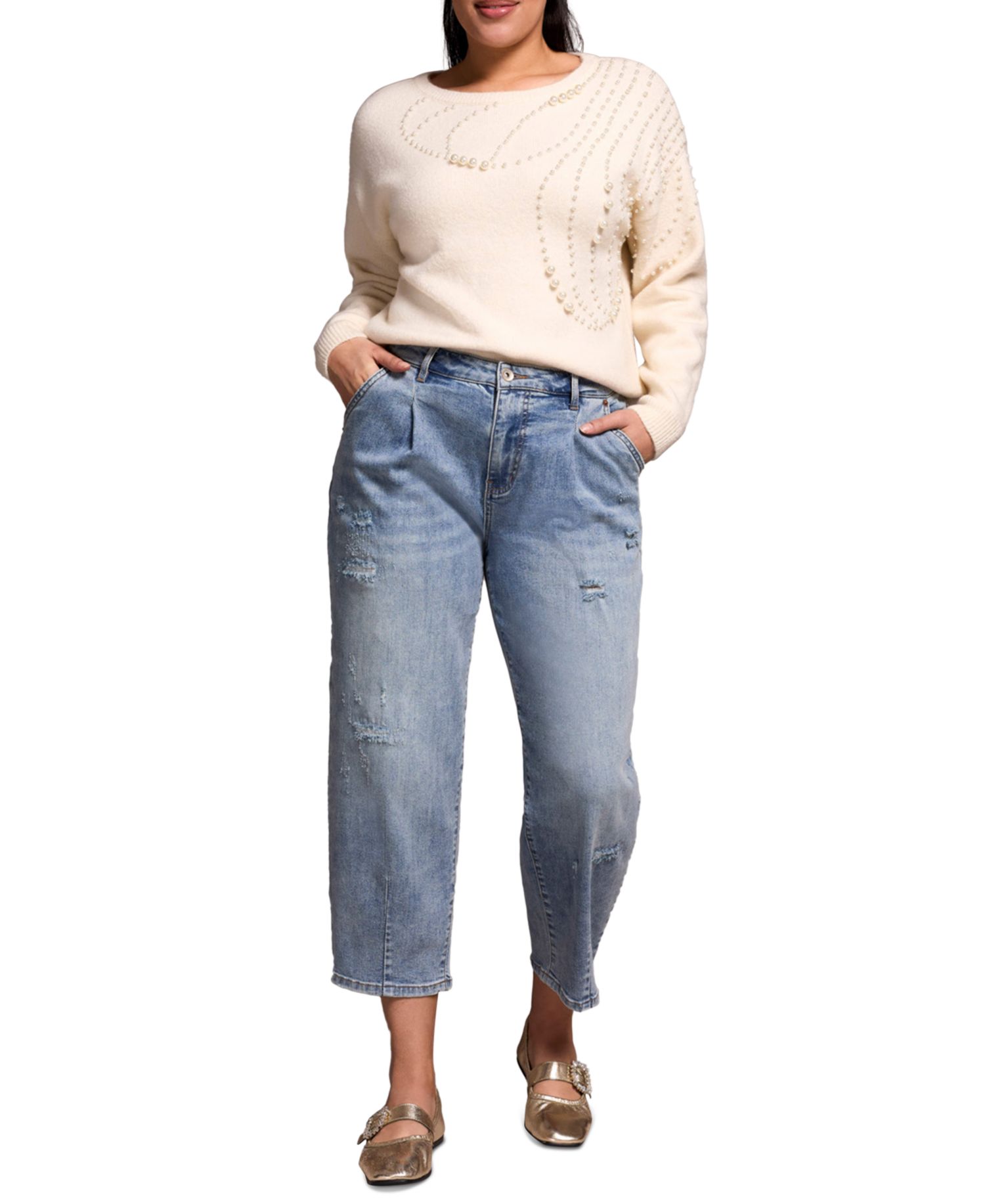 Women's Audrey Distressed Barrel Stretch Jeans