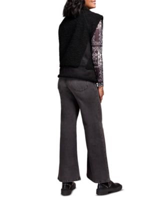 Women's Collared Sleeveless Sherpa Vest