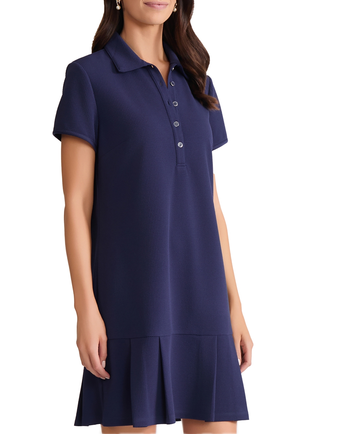 Jones New York Women's Karolina Pleated Collared Short Dress
