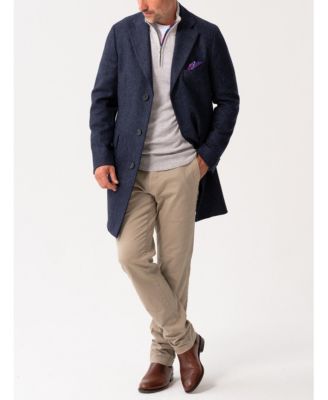Men's Long Sleeve Wool Collared Coat