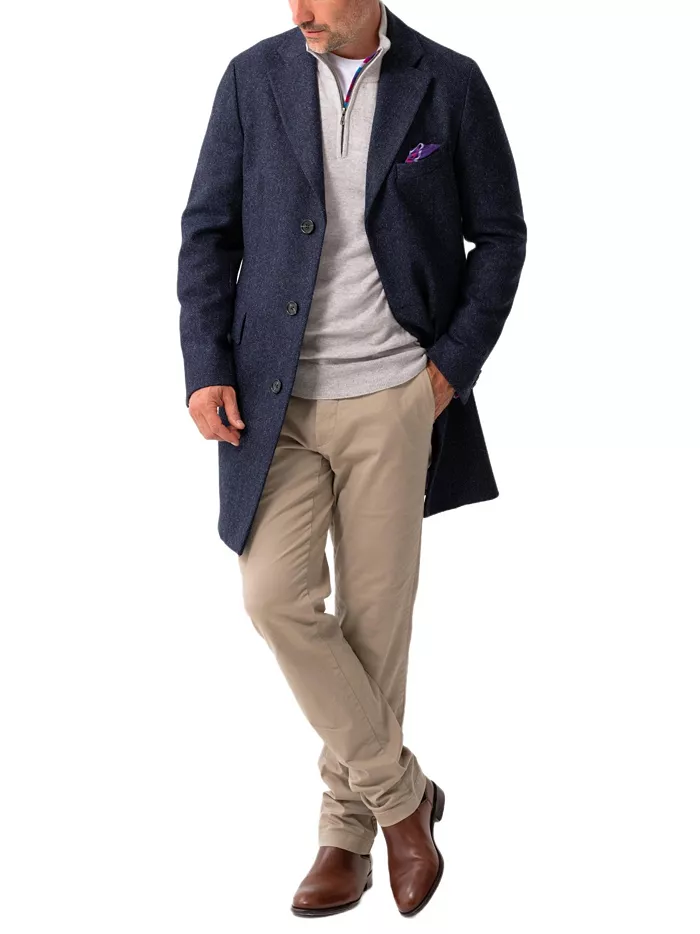 Men's Long Sleeve Wool Collared Coat - thumbnail 9