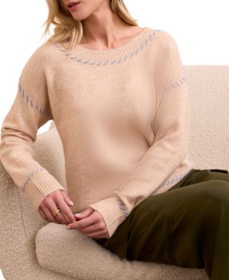Women's Saddle Stitch Crew Neck Sweater