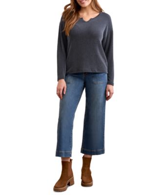 Women's Long Sleeve Notch Collar Top