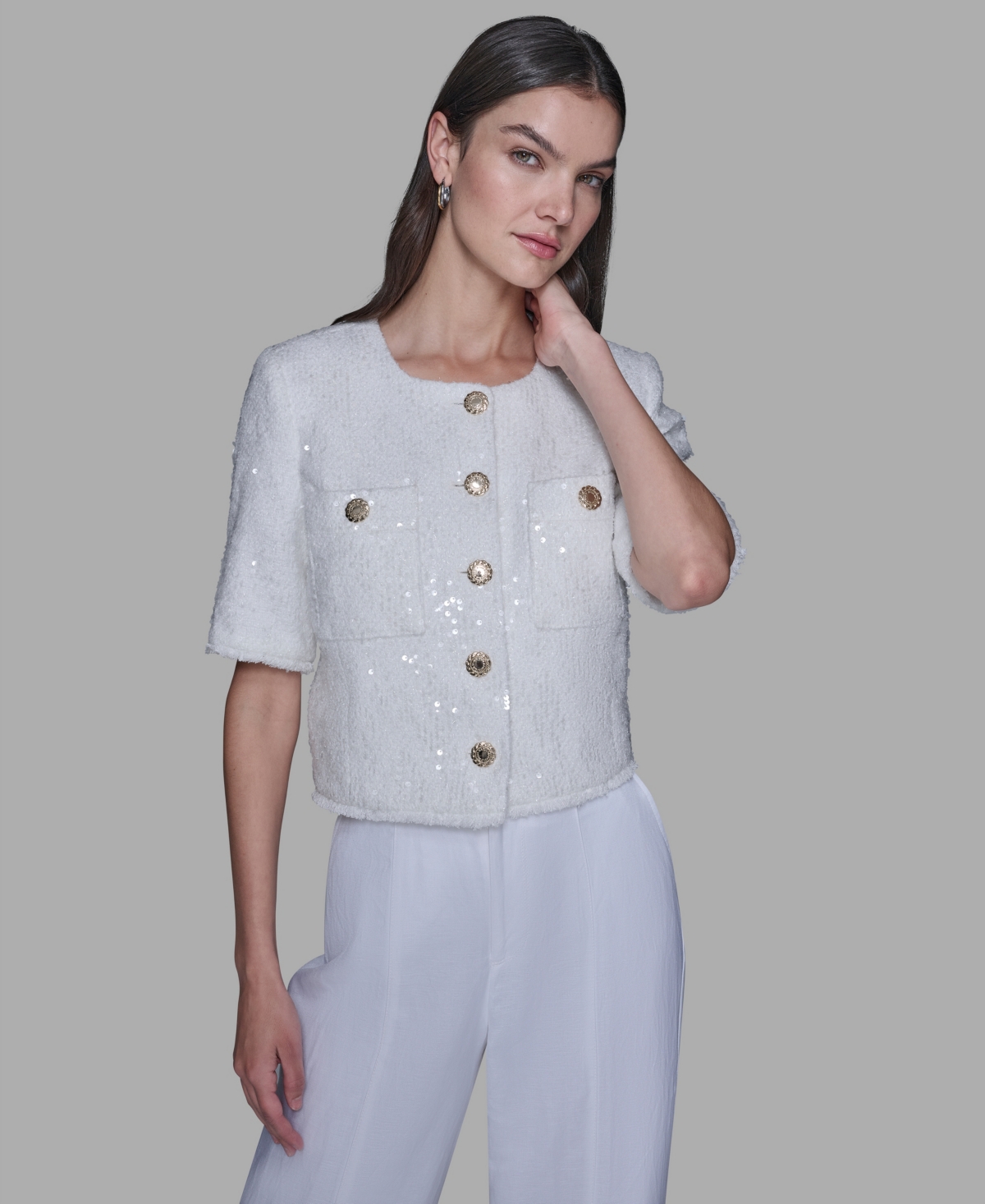 Karl Lagerfeld Women's Short-sleeve Jacket In White