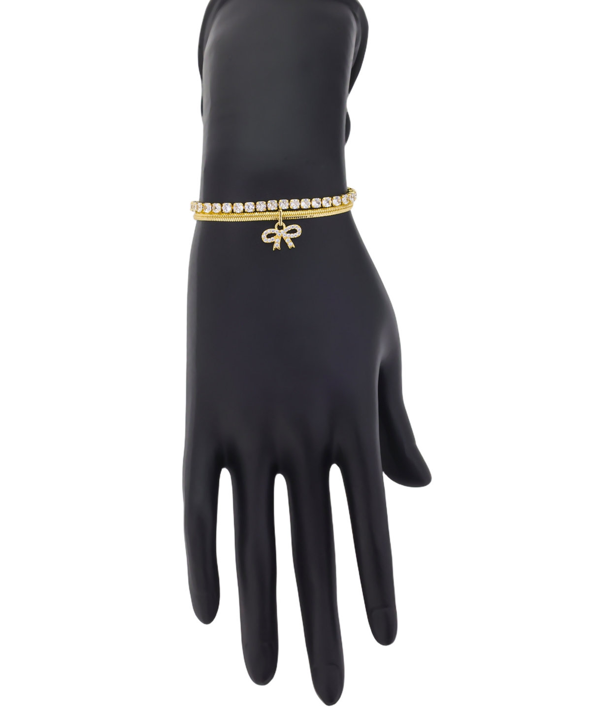 Unwritten Cubic Zirconia Bow Adjustable Bolo Bracelet