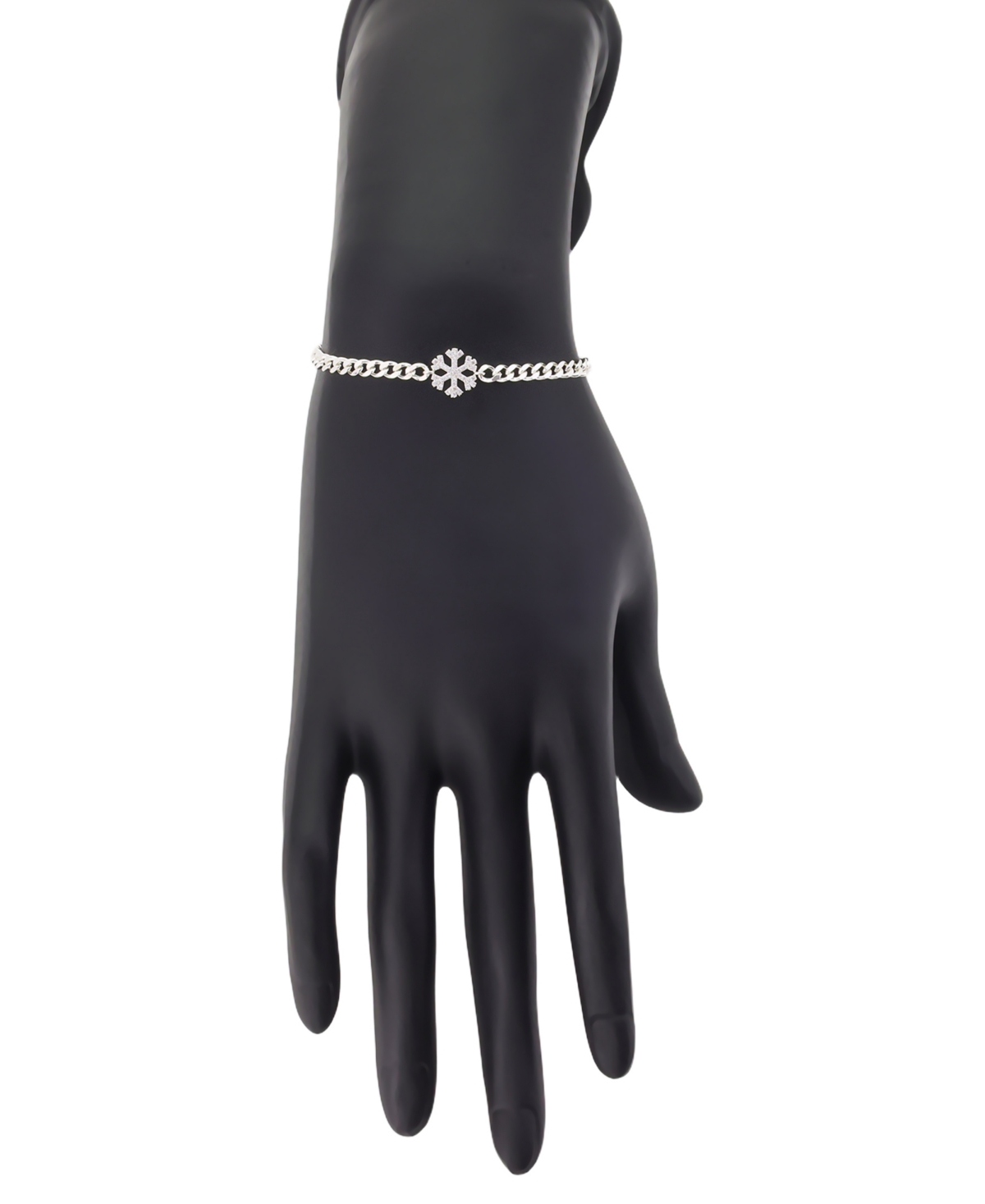 Unwritten Cubic Zirconia Snowflake Adjustable Bolo Bracelet In Silver