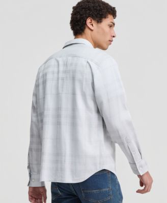 Men's Sliver Mist Long-Sleeve Plaid Button-Front Shirt