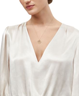 Back-to-Back Double Heart Pendant Necklace in 10k Yellow Gold