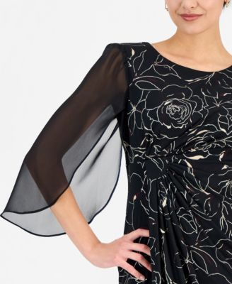 Women's Side-Gathered Cape-Sleeve Dress