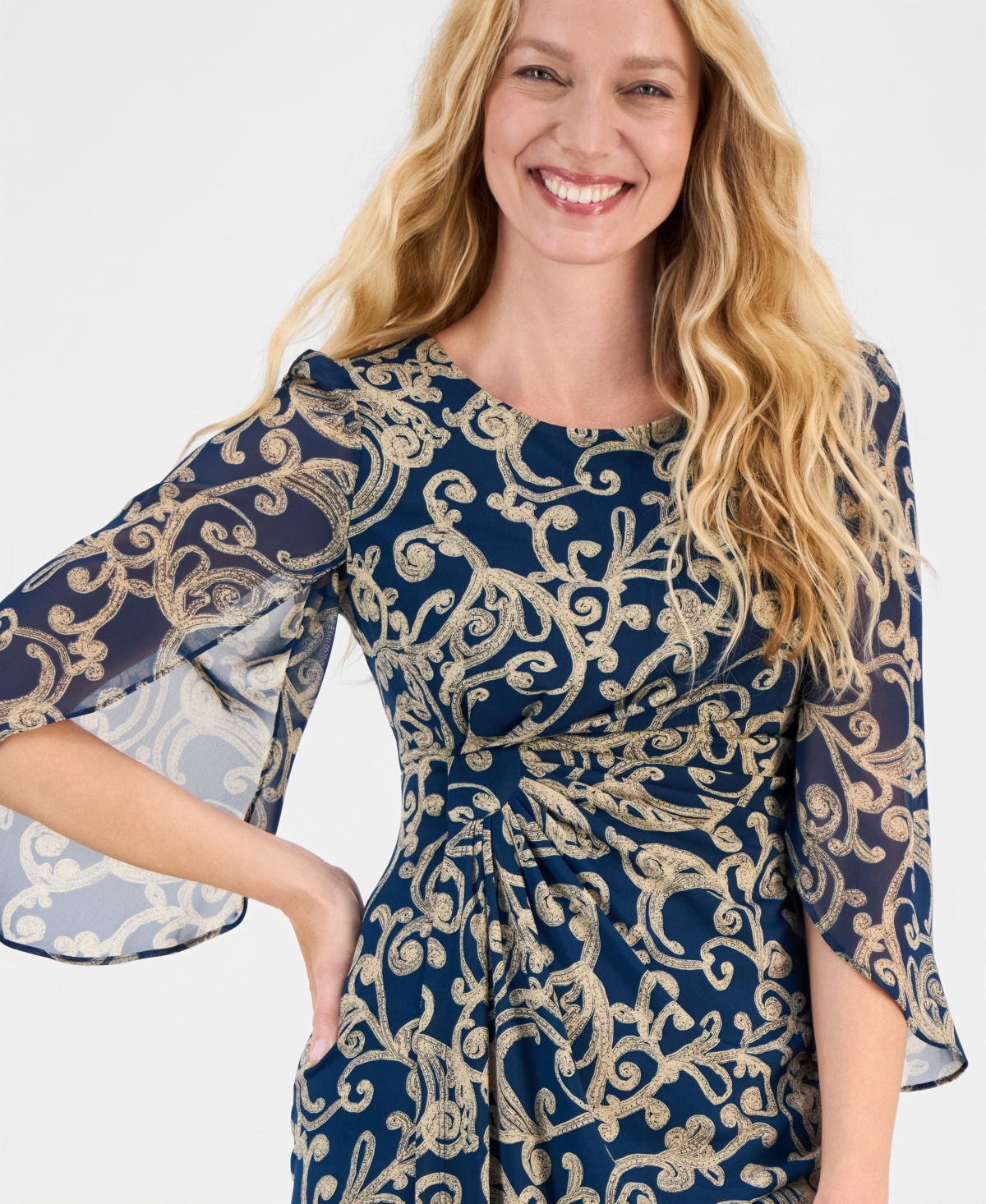 Connected Women's 3/4-Sleeve Printed Sheath Dress