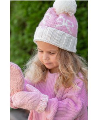 Girls Girls  Pink Bows Bobble Hat