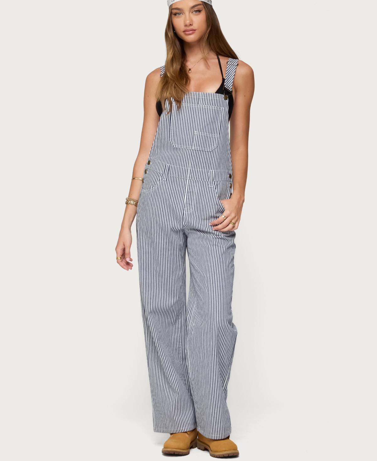 Edikted Women's Tamsin Striped Denim Overalls