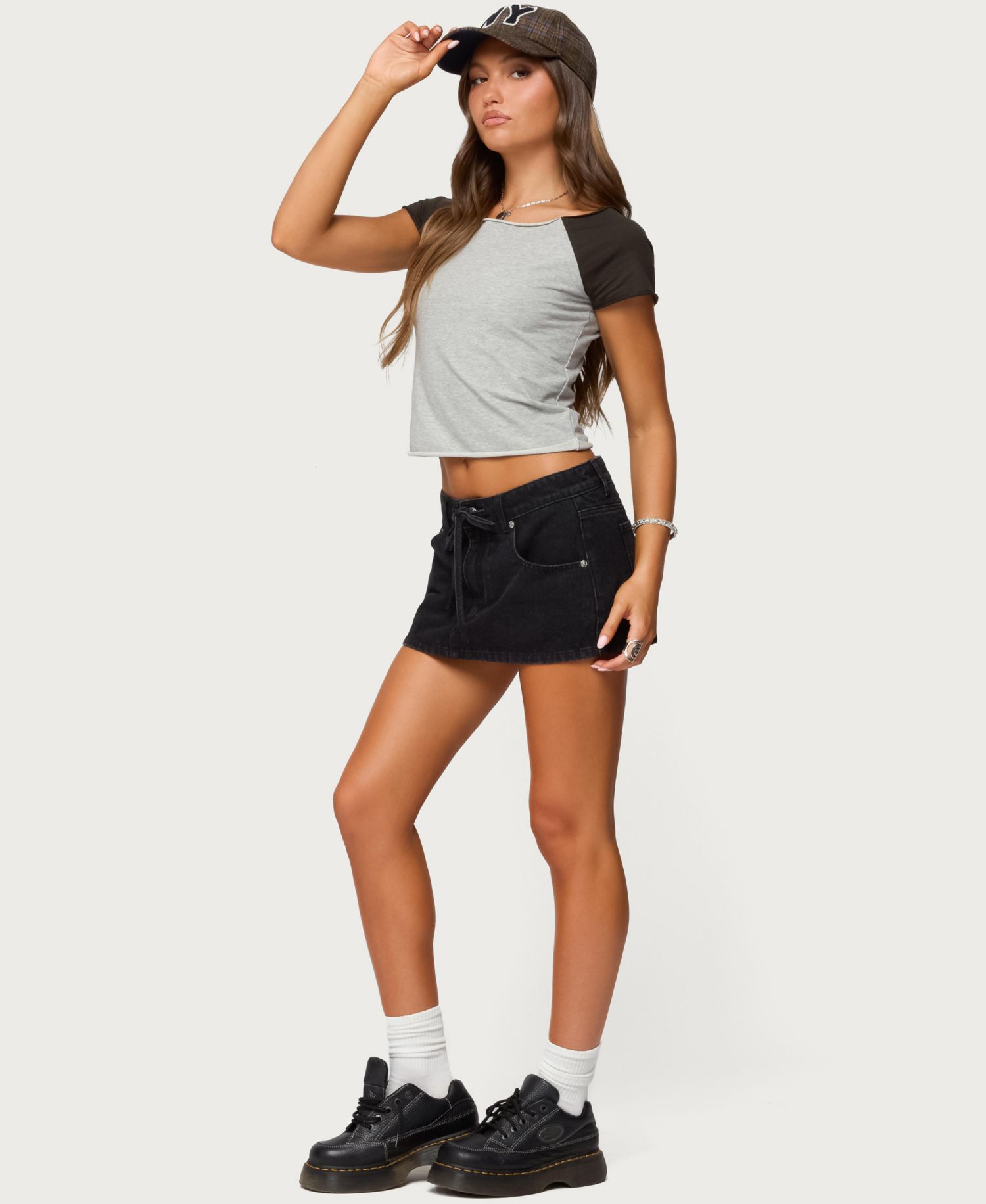 Women's Ziggie Tie Front Denim Mini Skort