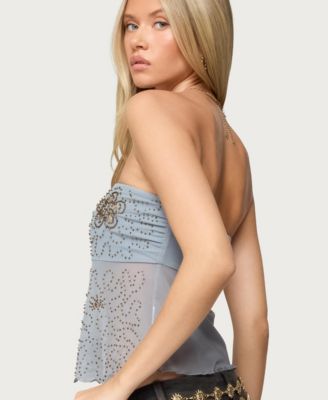 Women's Astra Beaded Sheer Strapless Top