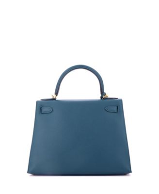 Kelly 28 Handbag Blue Epsom with Gold Hardware