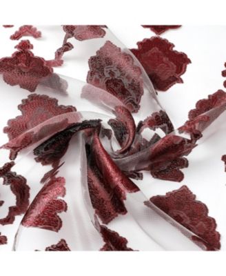 Moroccan Accents by 1 Piece Rod Pocket Clipped Elegant Sheer Curtain Panel - Burgundy