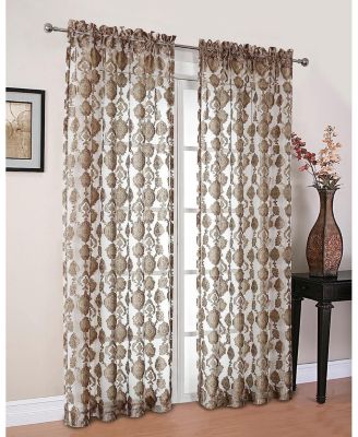 Moroccan Accents 1 Piece Rod Pocket Clipped Elegant Sheer Curtain Panel