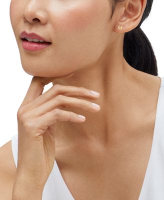 Castle Cut Ball Stud Earrings in 14k Yellow Gold