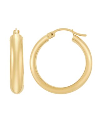 Polished Tube Hoop Earrings in 14k Yellow Gold