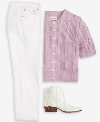 Women's Short-Sleeve Cable-Knit Cardigan