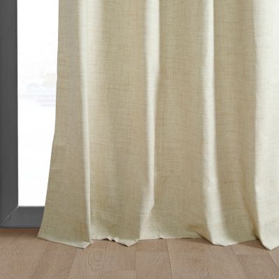 Grommet Thermal Cross Linen Weave Blackout Curtain