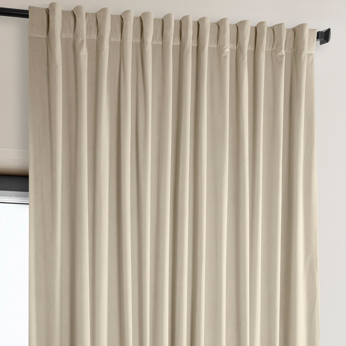 Half Price Drapes Angora Beige Extra Wide Signature Plush Velvet Hotel Blackout Curtain
