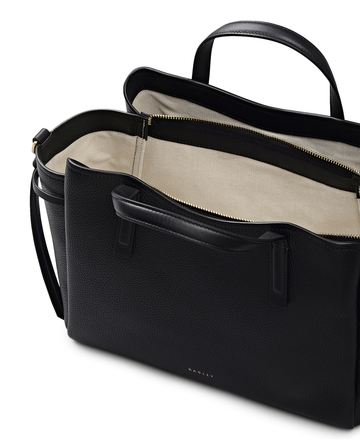 Radley London Blake Gardens Large Leather Ziptop Grab Bag In Black