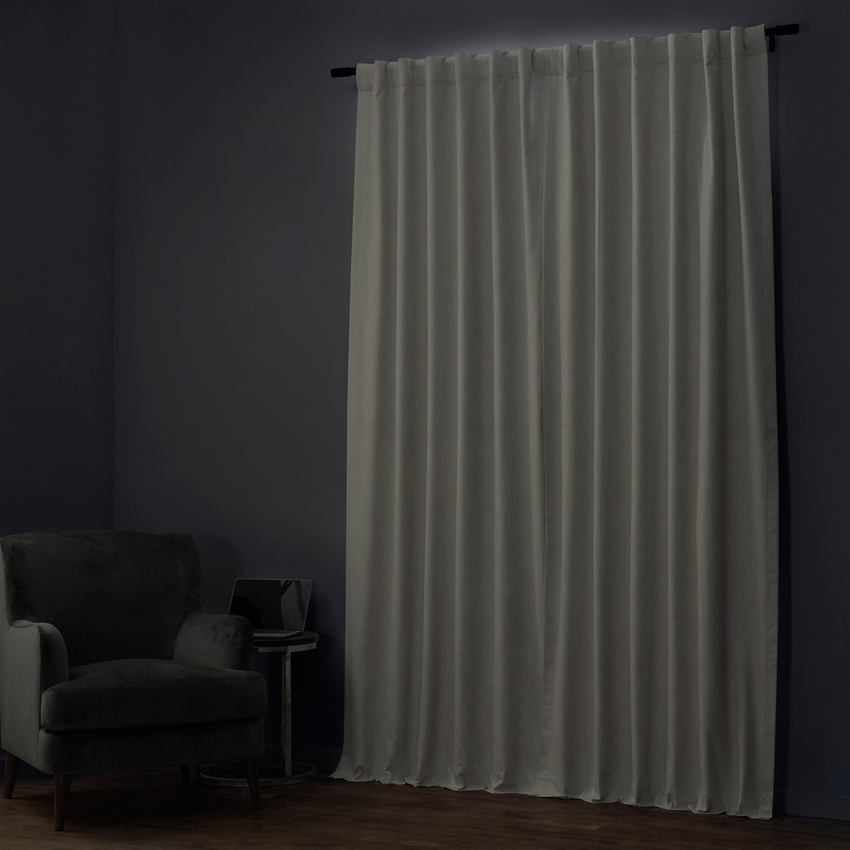 Half Price Drapes Warm White Extra Wide Performance Linen Hotel Blackout Curtain