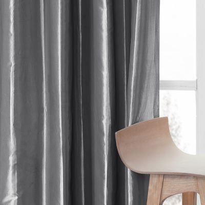 Ruched Solid Faux Silk Taffeta Room Darkening Curtain