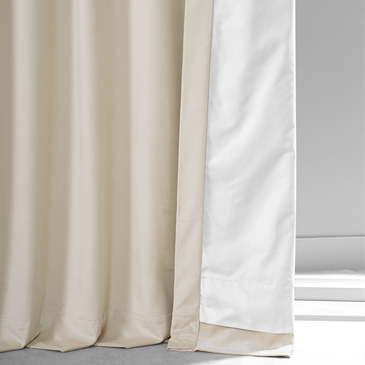 Half Price Drapes Diva Cream Signature Plush Velvet Hotel Blackout Curtain
