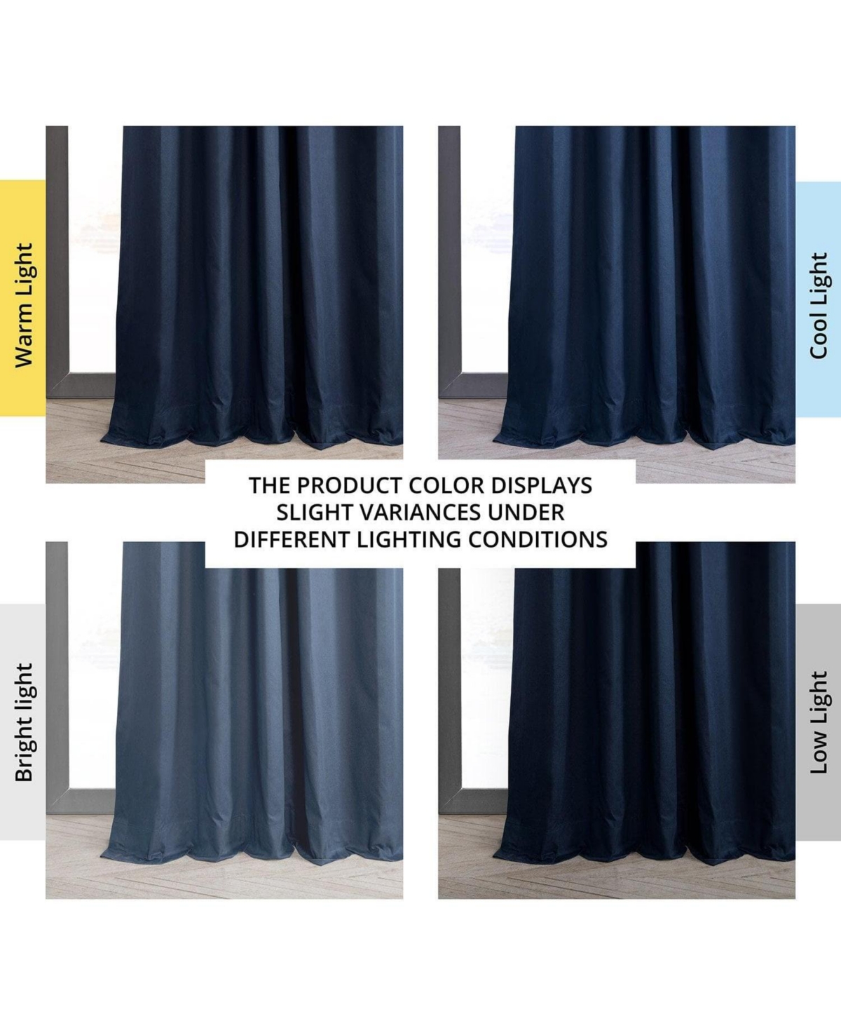 Half Price Drapes Dark Blue Solid Cotton Hotel Blackout Curtain