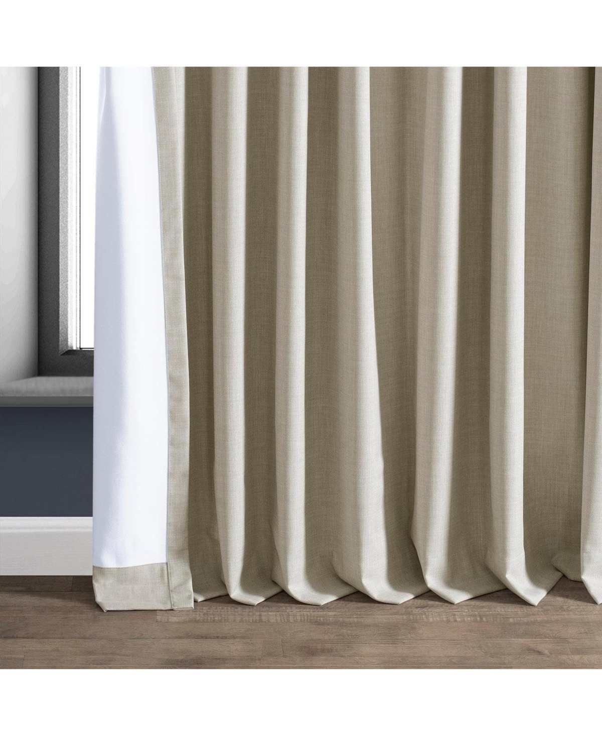 Half Price Drapes Light Beige Extra Wide Performance Linen Hotel Blackout Curtain