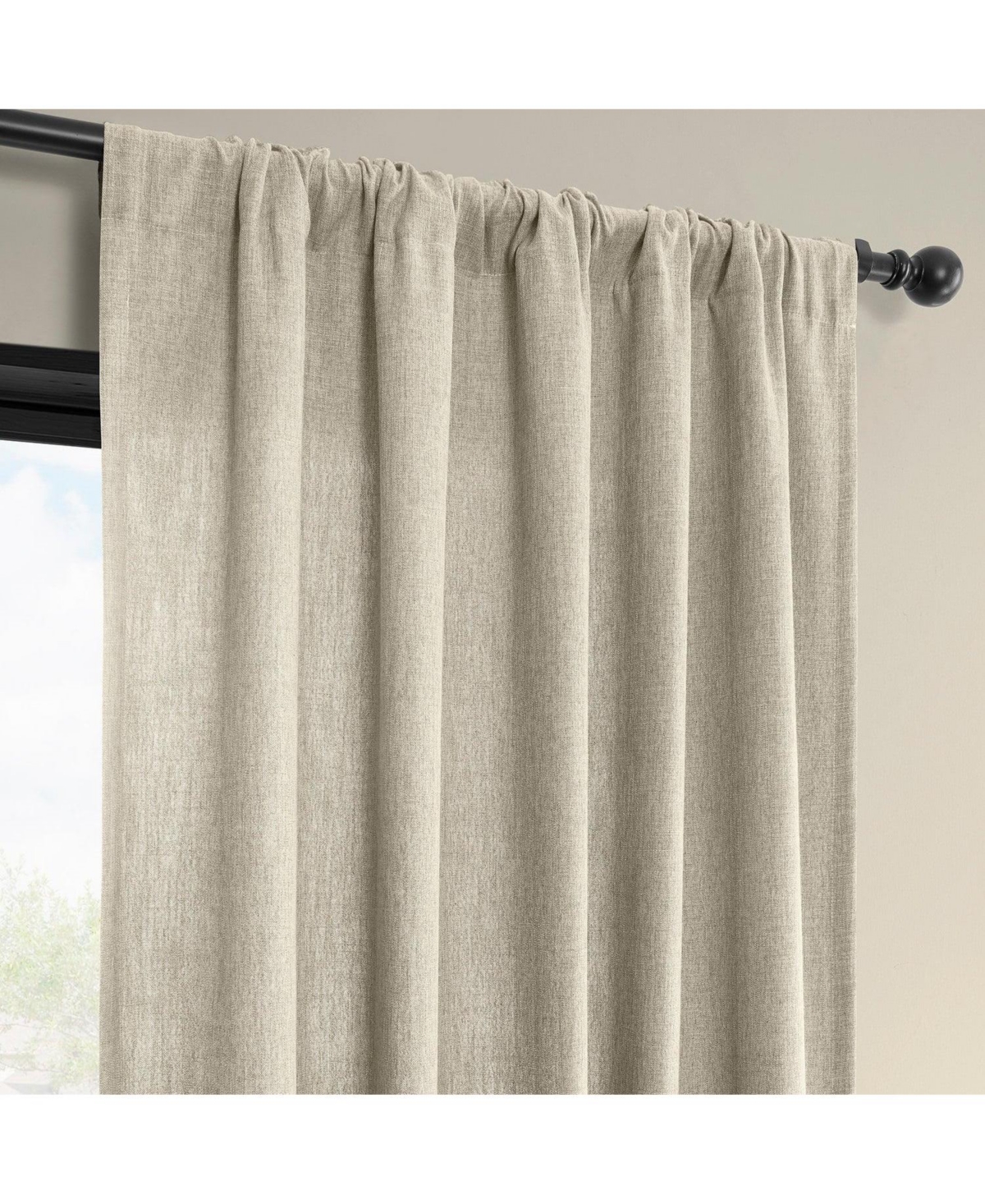 Half Price Drapes Light Beige Simply Faux Linen Light Filtering Curtain Pair (2 Panels