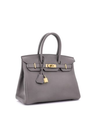 Birkin 30 Handbag Grey Togo with Gold Hardware